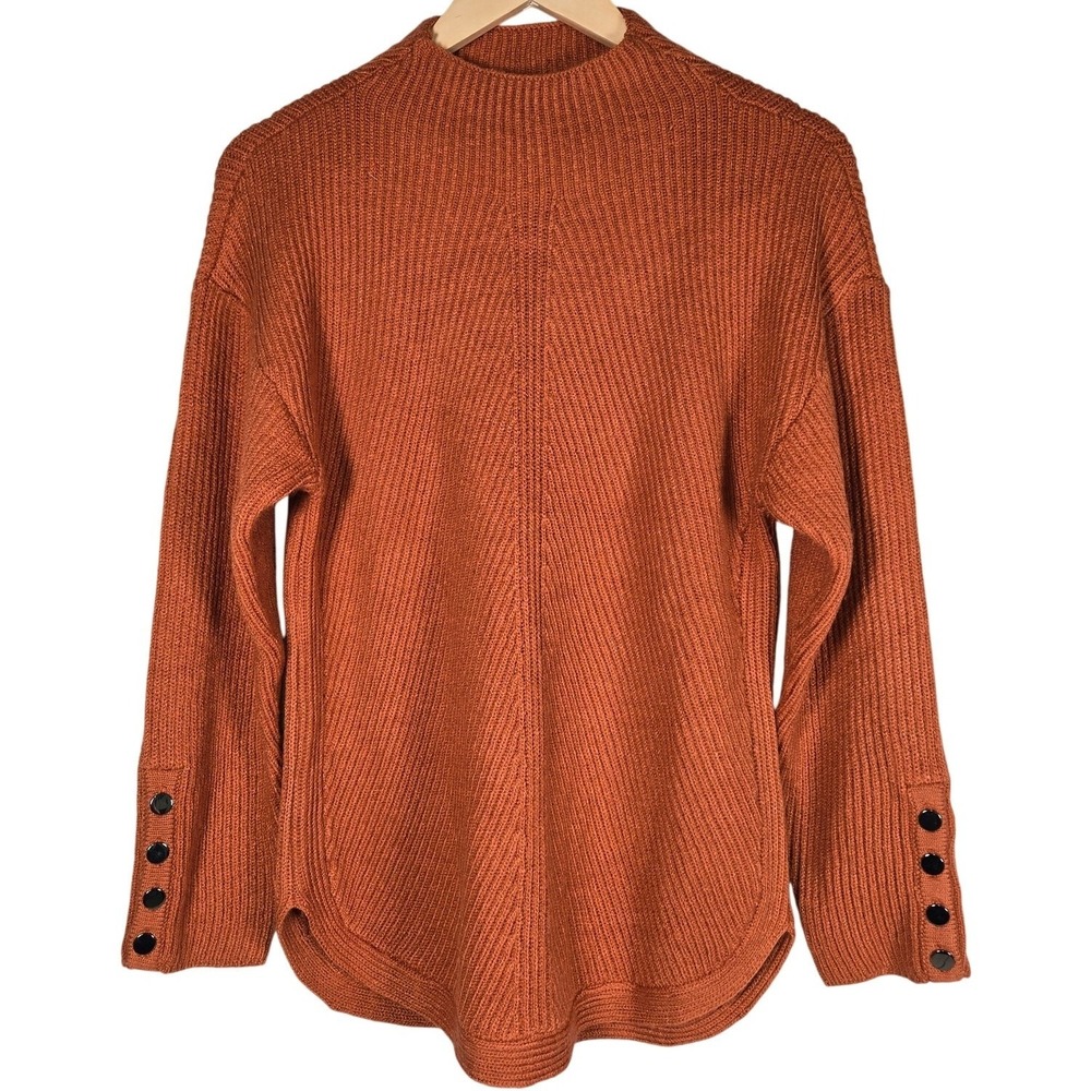 Violets & Roses Fire Heather Ribbed Mock Neck Sweater SWT0273VR Orange Small NWT